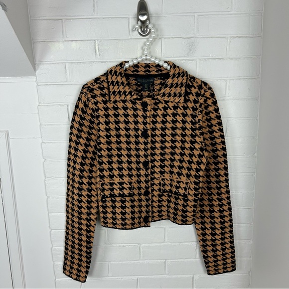 House Of Harlow Houndstooth Knit Cropped Jacket Size S - Picture 7 of 8